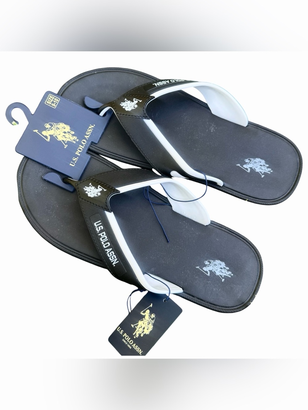 U.S. Polo Assn Men’s Black Summer Casual Comfort Sandal Flip Flop Size 9/10